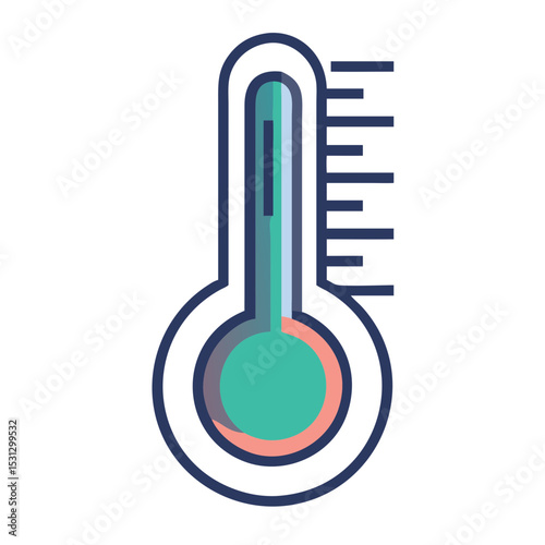 Thermometer icon in modern flat design with colorful elements  