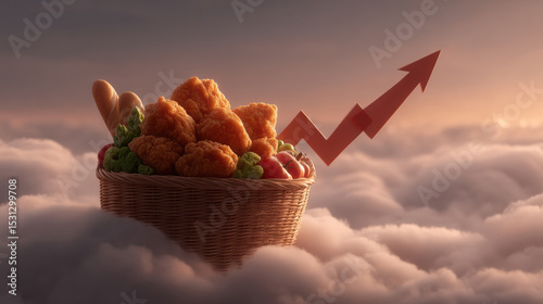 Fried chicken basket with vegetables and cherry tomatoes