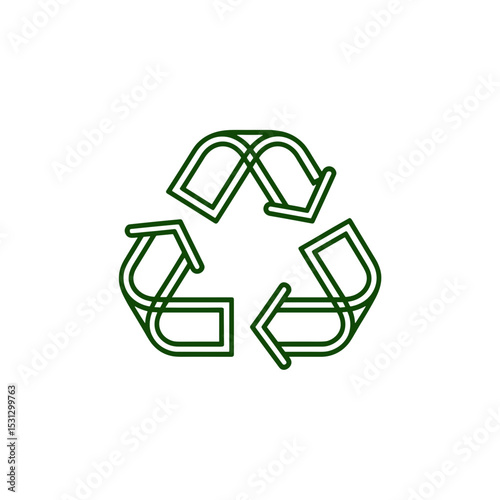Recycle symbol minimal line style green eco icon on transparent background