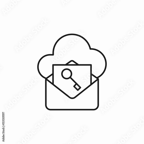 mail cloud key lock icon sign vector