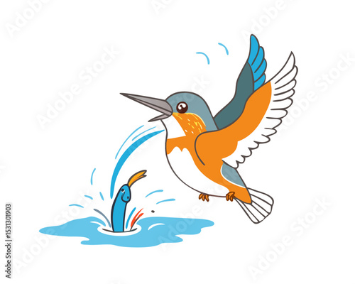 Female Kingfisher emerging from the water after an unsuccessful dive to grab a fish
