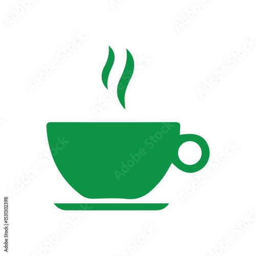 Simple Hot Drink Icon – Green Mug Isolated on White