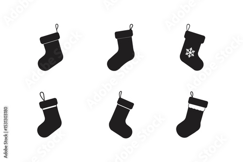 hanging christmas stocking vector silhouette