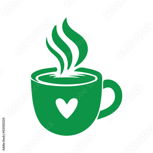 Eco-Friendly Coffee Cup Logo with Love Symbol