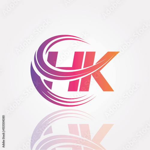 HK Swirl Monogram Logo – Creative Circular Letter mark for Modern Branding & Business Identity