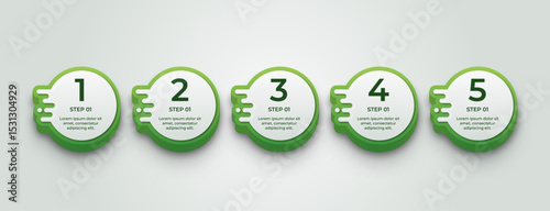 Green Eco Infographic with 3D Nature Icons, Process Banners, and Environmental Business Concept Design