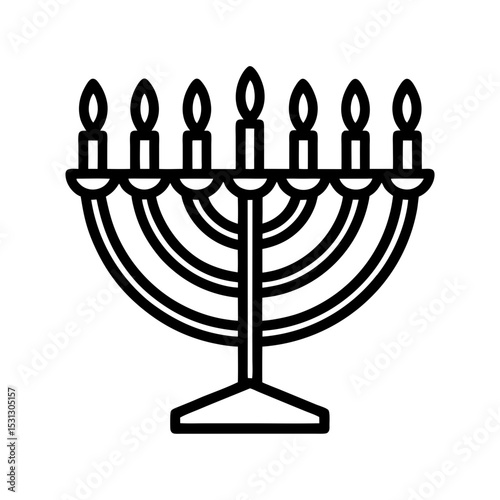 hanukkah icon or menorah lamp outline jewish cand vector silhouette