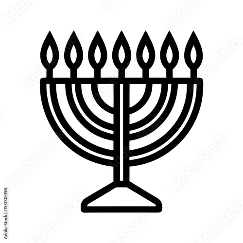 hanukkah icon or menorah lamp outline jewish cand vector silhouette