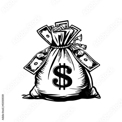 Money Stack Svg, Cash Bag Sack Dollar Svg, Sign Bills Svg, Bank Success Business,  Advertising Design Element Logo, Vector Cricut Cut Cutting