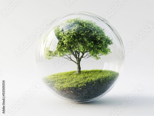 A miniature tree, encased in a sphere of glass