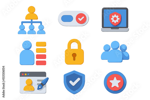 Colorful cybersecurity and networking icons representing data protection