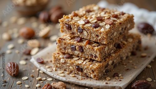 Homemade Granola Bars with Mixed Nuts and Milk