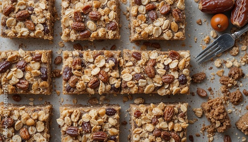 Homemade Granola Bars with Mixed Nuts and Milk