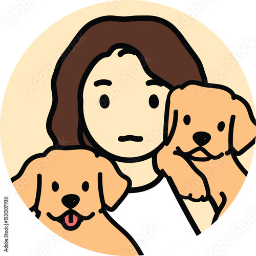 icon people pet-friendly puppy mom Golden retriever baby with owner