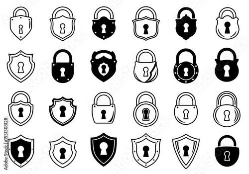Exploring the Art of Security Represented Through Padlocks Shields and Keyholes Artistic Renderings for Security Design Inspiration