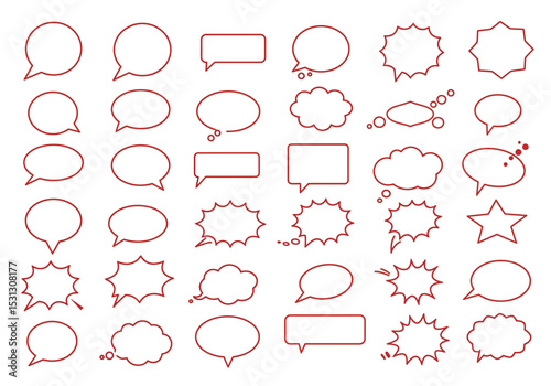 A Variety of Speech Bubble Shapes Illustrating Communication Concepts for Design and Education Materials to Stimulate Dialogue