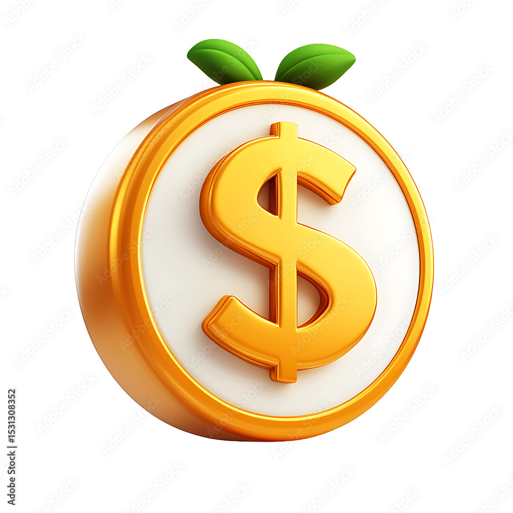 Obraz premium A gold dollar sign on transparent background PNG