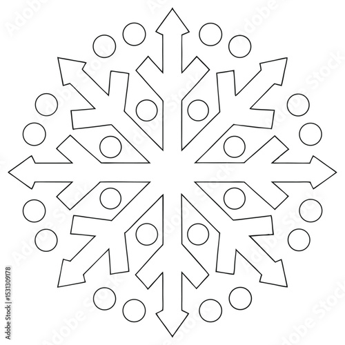 Abstract Floral Mandala Coloring Page – Symmetrical Line Art for Stress Relief and Focus