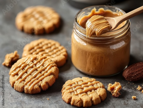Baking delicious peanut butter cookies kitchen food photography cozy close-up