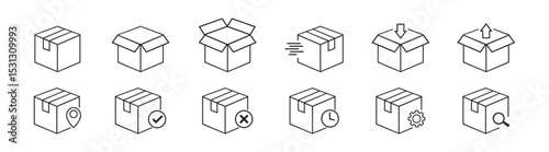 Box icon. Delivery, parcel, box etc. Delivery package vector set. Cargo delivery symbol.