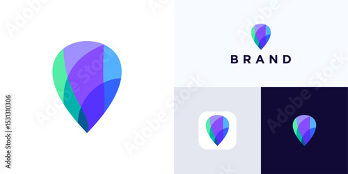 Modern abstract pin point for location logo icon design vector illustration element editable, Symbol pointer navigation with vibrant flat colorful for travel guide app and brand identity business
