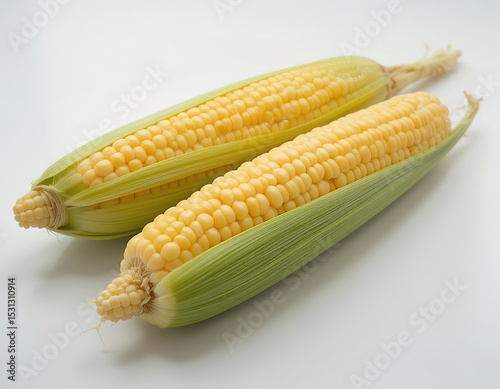 Fresh Sweet Corn on White Background