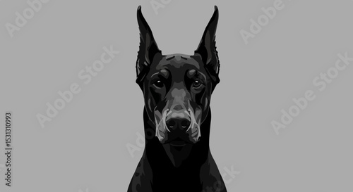 Close-up portrait of a Doberman Pinscher with intense focus and alert expression