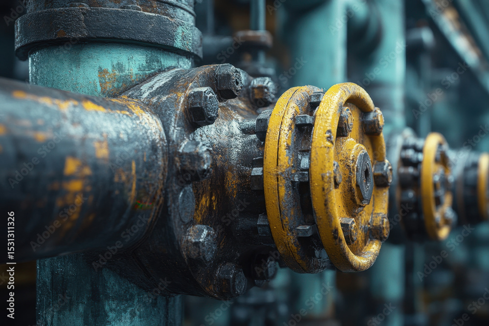 Close-up of a pipe with a yellow valve. Close-up of a pipe with a yellow valve.