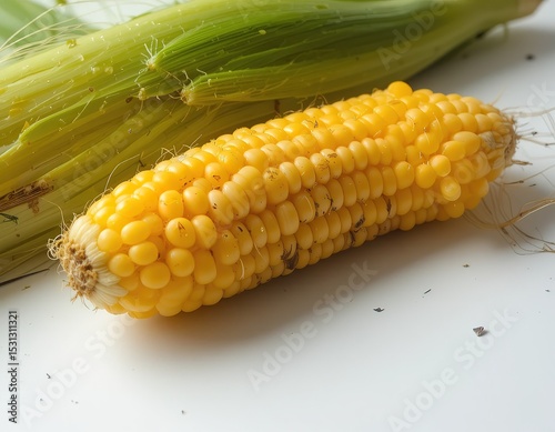 Fresh Sweet Corn on White Background