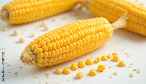 Fresh Sweet Corn on White Background