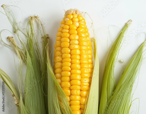 Fresh Sweet Corn on White Background