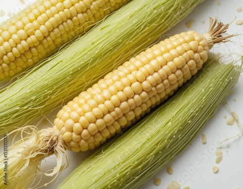 Fresh Sweet Corn on White Background