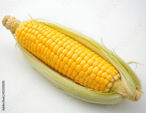 Fresh Sweet Corn on White Background