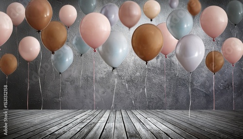 balloons on concreat wall background photo