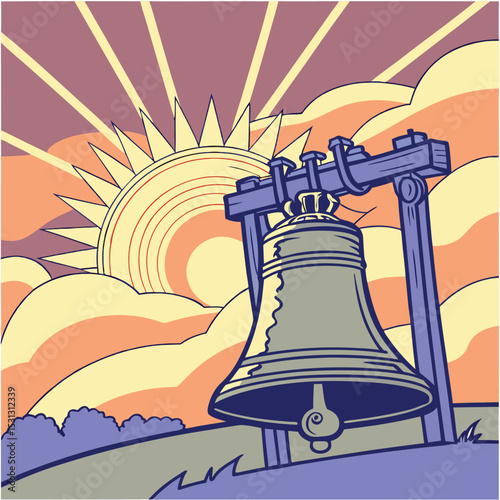 Sun Rising Behind Freedom Bell