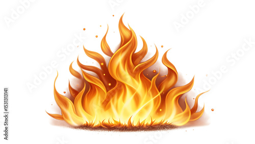 Blazing flames dance, isolated on transparent background
