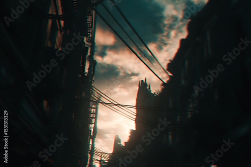 Urban skyline through digital chromatic aberration