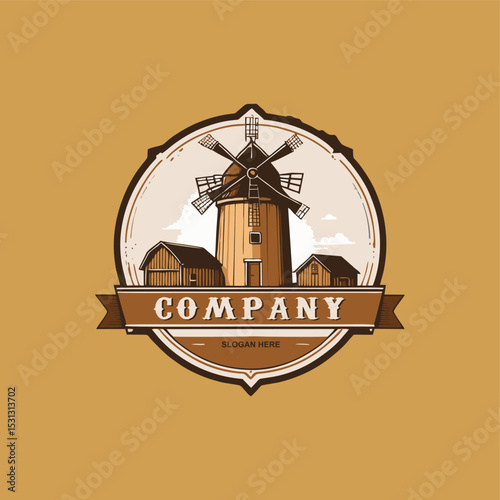 rice barn, granary logo design template. agriculture logo
