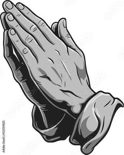 Two hands in a prayerful pose with fingers slightly spread and palms pressed together
