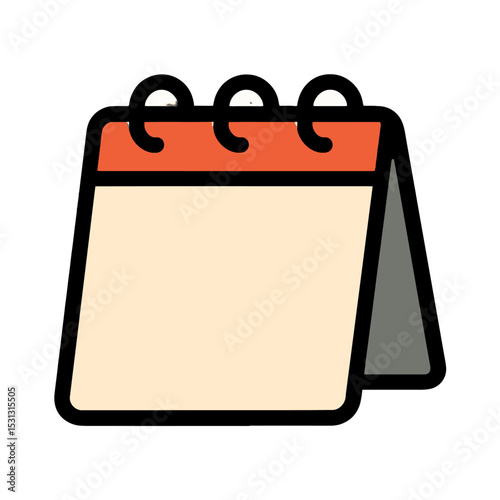 Simple Desk Calendar Icon Bold Line Flat Design Illustration