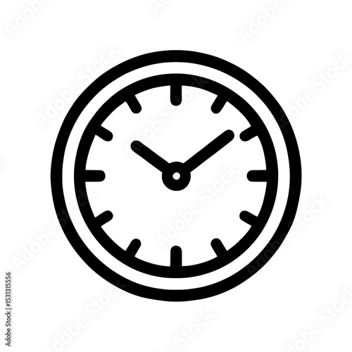 Bold Line Wall Clock Icon Simple, Flat Design Vector Illustration