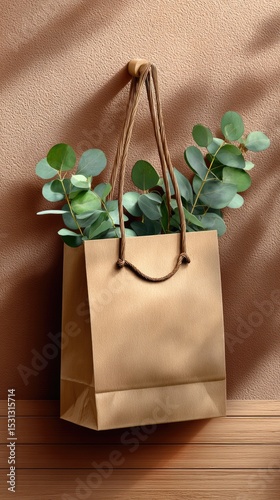 Paper bag with eucalyptus branches