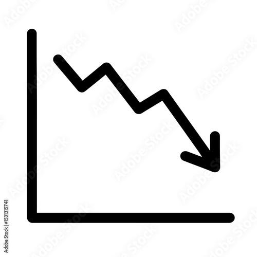 Downward Trend Graph Bold Line Flat Icon - Vector Illustration