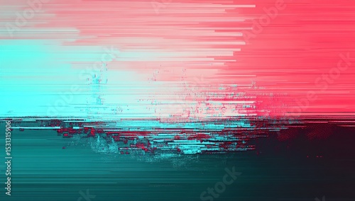 Abstract glitch background with a red and cyan color scheme