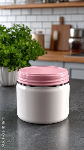 Pink lidded storage jar