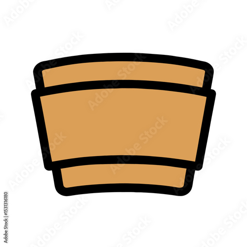 Bold Line Icon Coffee Cup Sleeve - Flat Design Illustration