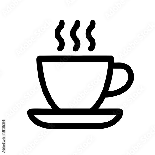 Hot Coffee Cup Icon Bold Line, Flat Design Illustration