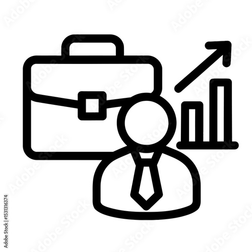 Business Growth Icon Flat Icon Design, Bold Line Style