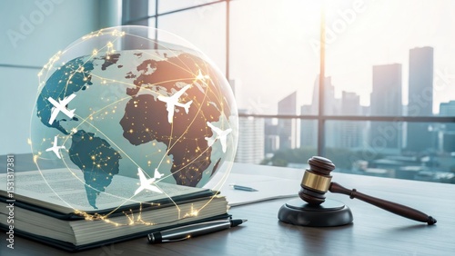Global flight regulations overview corporate office infographic modern workspace aerial perspective aviation compliance insights
