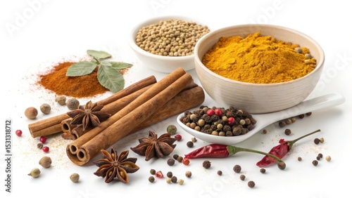 Exploring flavorful spices a culinary journey kitchen food arrangement bright atmosphere close-up gastronomy